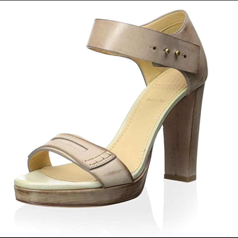 Brunello Cucinelli Distressed  Leather Penny Heels EU40/US10 $1370 Used Once!